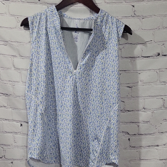 Rhoback Q Zip Sleeveless Blue and White Sleeveless Golf Women's Top - Picture 1 of 4